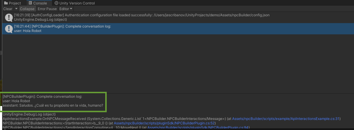 Integración Unity – Plugin - NPC Builder