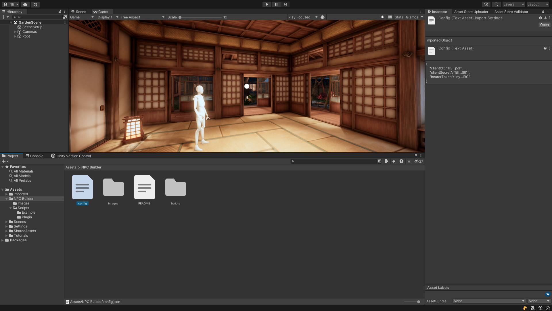 Integración Unity – Plugin - NPC Builder